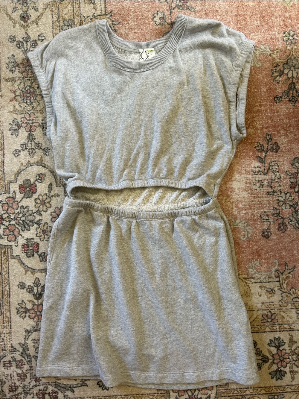 Women's Gray Cutout Mini Dress with Elastic Waist